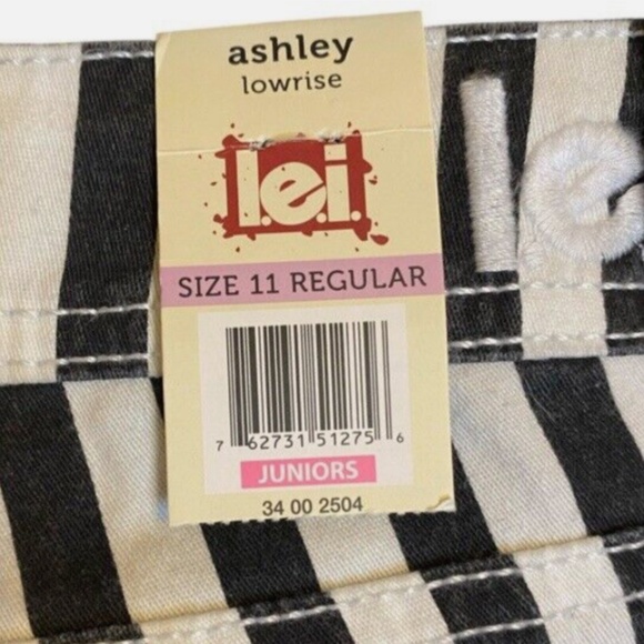 l.e.i black and white stripe low rise Ashley jeans Juniors 11 regular - Picture 5 of 7